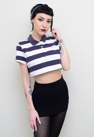 00S RETRO STRIPED REWORKED CROPPED TOMMY HILFIGER POLO SHIRT