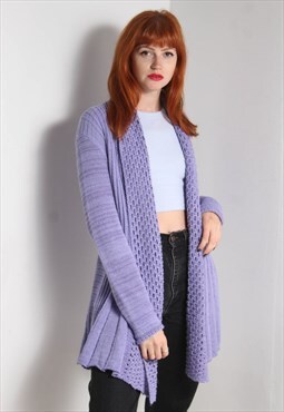 Vintage 80's Midi Crochet Cardigan Purple
