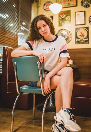 "OREGON" T-SHIRT IN WHITE/PINK/NAVY