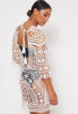 GIANA WHITE CROCHET BEACH COVER UP