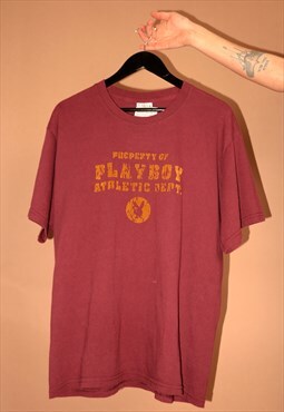 Vintage 80s maroon playboy athletic dept. cotton t-shirt - l