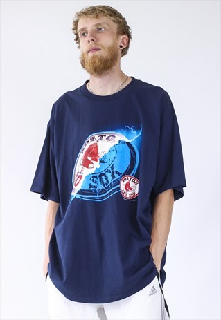 2000 VINTAGE MENS LEE RED SOX BASEBALL MLB BIG LOGO T-SHIRT
