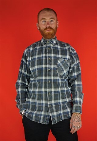 VINTAGE 1990S BLUE CHECK FLANNEL SHIRT