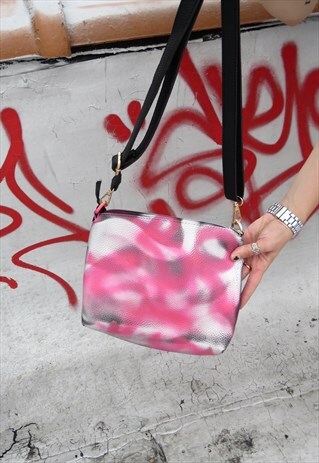 GRAFFITI PINK CROSS BODY ZIPPER POUCH