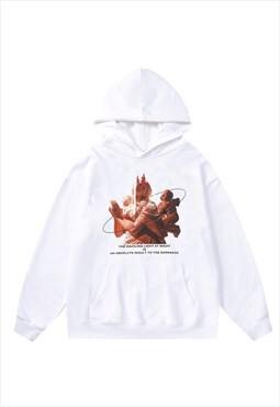 Devil print hoodie religion pullover premium grunge jumper 