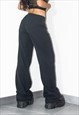 VINTAGE 90S CHANEL WIDE LEG MID RISE BLUE WOOL TROUSERS