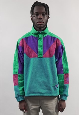 VINTAGE 80'S LOTTO COLOUR BLOCK ZIP-UP FLEECE