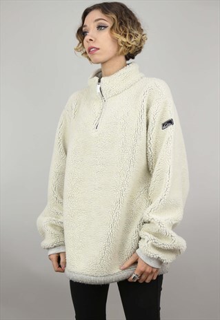 VINTAGE 90S OVERSIZED QUIKSILVER 1/4 ZIP TEDDY FLEECE