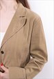 90S BEIGE COLOR CORD BLAZER, VINTAGE WOMAN CASUAL SUIT 