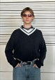 Vintage 90's tailored glam baggy knitted collage jumper navy