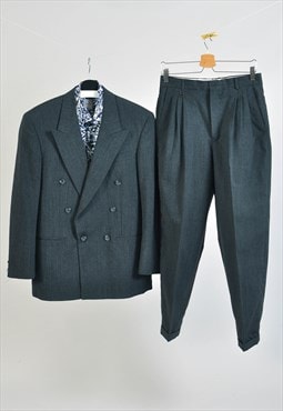 Vintage 80s double breasted suit in grey