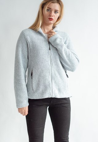VINTAGE 80S BABY BLUE ZIP UP FLEECE JUMPER