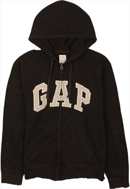 Vintage 90's Gap Hoodie Spellout Full Zip Up Black Medium