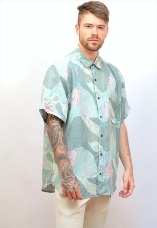 1990'S VINTAGE OVERSIZED ABSTRACT PRINT SILK SHIRT