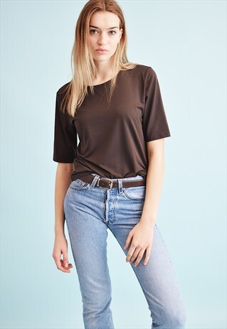 90'S RETRO MINIMALIST LYCRA TEEN TOP BLOUSE TEE T-SHIRT