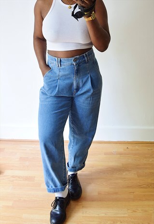 VINTAGE HIGH WAIST MOM JEANS BLUE