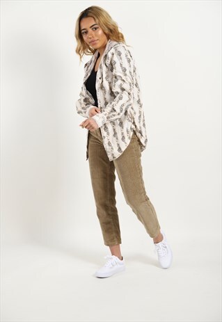 VINTAGE FLORAL PRINT ABSTRACT SHIRT IN CREAM