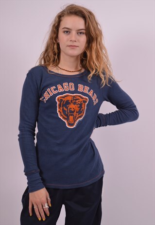NFL WOMENS VINTAGE CHICAGO BEARS TOP LONG SLEEVE XS BLUE 90S