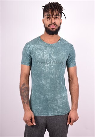 LEVI'S MENS VINTAGE T-SHIRT TOP MEDIUM GREEN 90'S