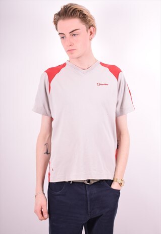 LOTTO MENS VINTAGE T-SHIRT TOP MEDIUM GREY 90'S