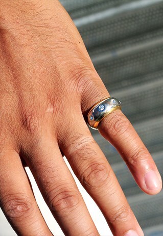 VINTAGE TWO TONE SPARKLE CRYSTAL RING