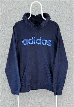 Adidas Blue Hoodie Pullover Camo Spell Out Mens Medium