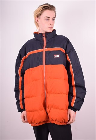 FILA MENS VINTAGE PADDED JACKET XL ORANGE 90'S