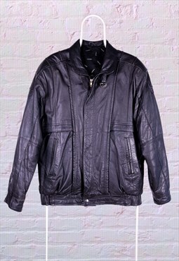 Vintage Genuine Leather Jacket Black Large