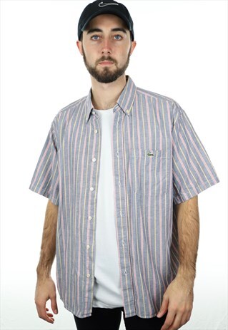 VINTAGE LACOSTE STRIPED SHIRT GREY