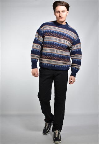 VINTAGE UNITED COLORS OF BENETTON MULTI-COLOUR KNIT JUMPER
