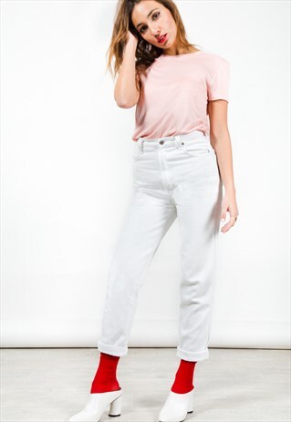 VINTAGE 80S LEVI'S 501 SLIM FIT "WHITE" DENIM JEANS / 1701