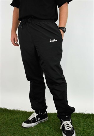 DIADORA BLACK 90'S SHELL TROUSERS