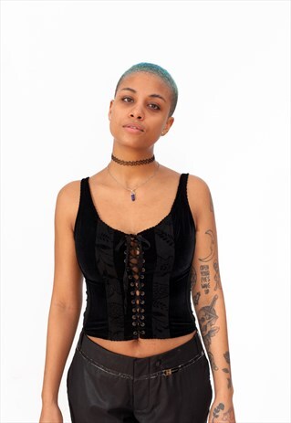 VINTAGE 90S GOTH LACE UP CORSET ID:A303