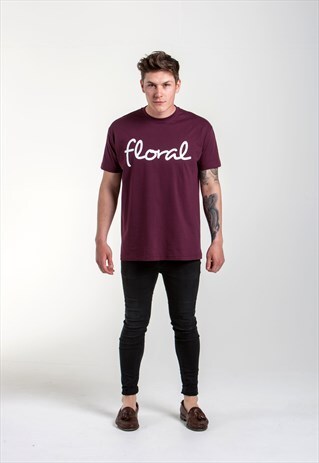 54 FLORAL SPRAY FLORAL GRAPHIC LOGO T-SHIRT - MAROON