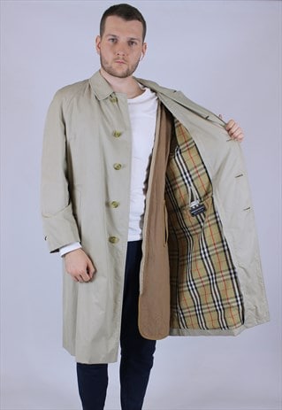 VINTAGE BURBERRY TRENCH BEIGE COAT ELEGANT JACKET WINTER