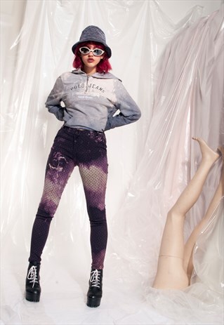 VINTAGE SKINNY TROUSERS Y2K TIE-DYE REWORKED RAVE PANTS