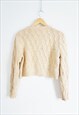 VINTAGE WOOL LIGHT BEIGE CARDIGAN SIZE S