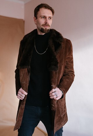 VINTAGE 70S SUEDE SHEARLING COAT