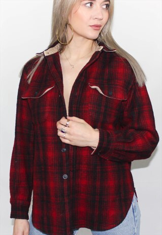 VINTAGE RALPH LAUREN PURE WOOL CHECK PLAID SHIRT / JACKET