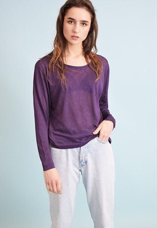 90'S RETRO MINIMALIST GRUNGE SHEER TOP BLOUSE