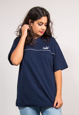 90'S VINTAGE NAVY BLUE V-NECK PUMA T-SHIRT