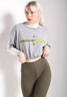 Vintage Green Bay Packers Reworked Crop Top Grey