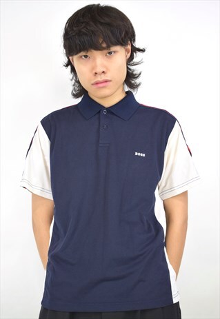 VINTAGE 90S BOSS NAVY/RED POLO