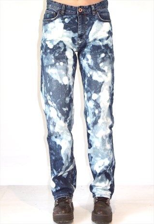 REWORKED DENIM Y2K BLEACHED STRAIGHT LEG BOYFRIEND JEANS