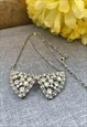 BOW TIE STYLE SILVER COLOURED DIAMONTE NECKLACE