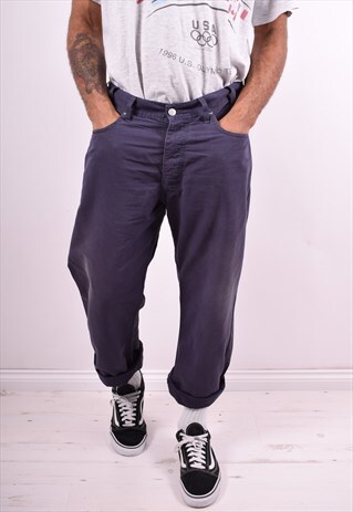 ARMANI JEANS MENS VINTAGE TROUSERS W36 L30 BLUE 90'S