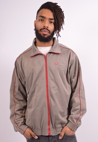 LOTTO MENS VINTAGE TRACKSUIT TOP JACKET XL GREY 90S