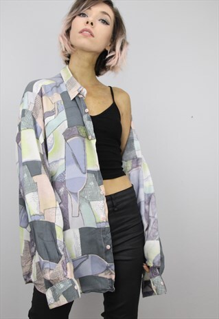VINTAGE 80S/90S OVERSIZED PATTERNED SHIRT