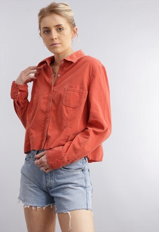 VINTAGE REWORKED CROPPED CORD SHIRT Z848