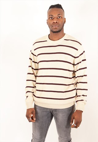 VINTAGE RALPH LAUREN CHAPS STRIPED JUMPER CREAM